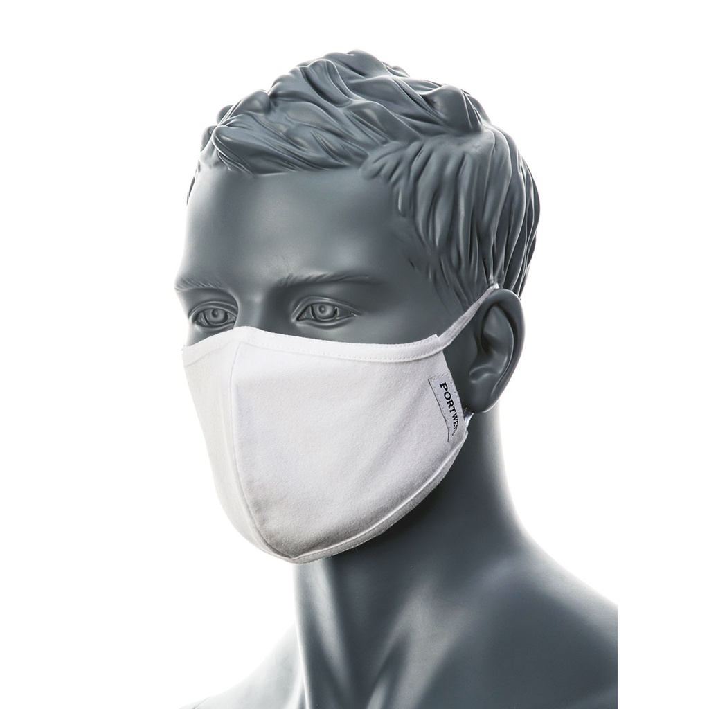 Portwest CV22 2-Ply Anti-Microbial Fabric Face Mask (Pk25)