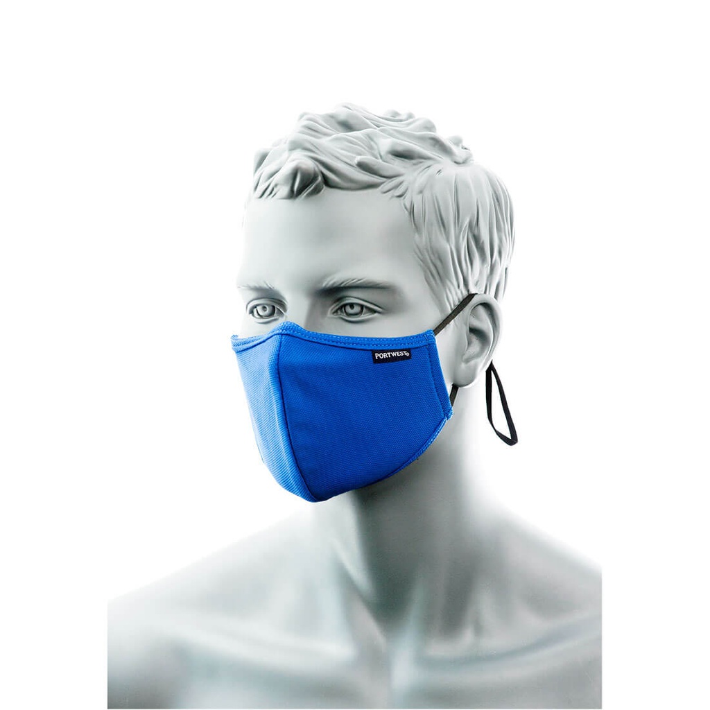 Portwest CV34 2-Ply Anti-Microbial Fabric Face Mask with Nose Band (Pk25)