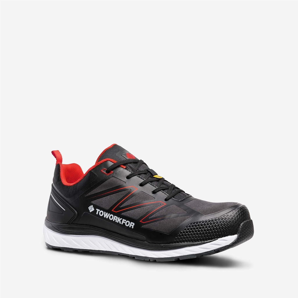 TOWORKFOR Warmup Red Black/Red/White, lace low, ESD, S3